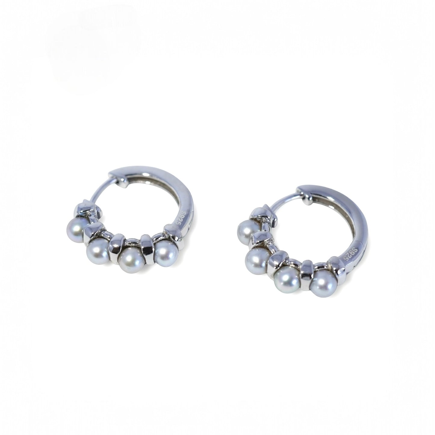 Blue Gray Baby Pearl Hoop Pierce