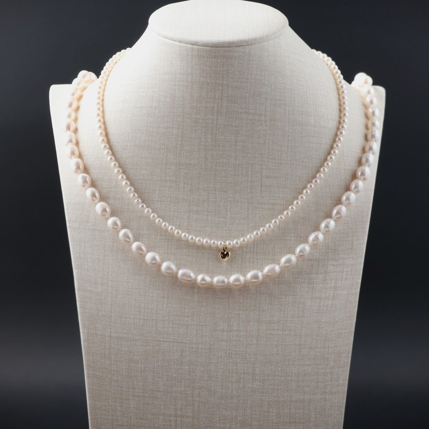 Mini Heart Charm Baby Pearl Necklace