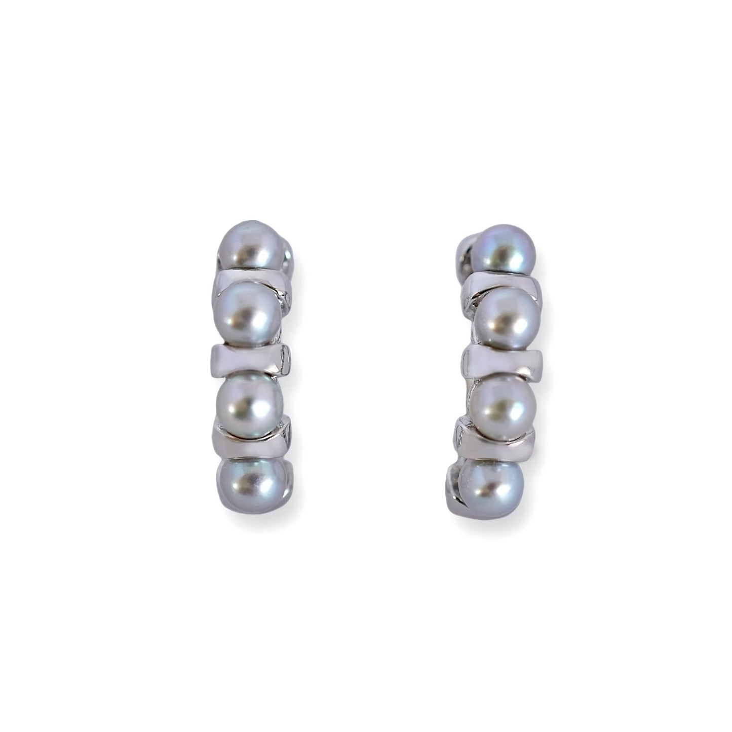 Blue Gray Baby Pearl Hoop Pierce