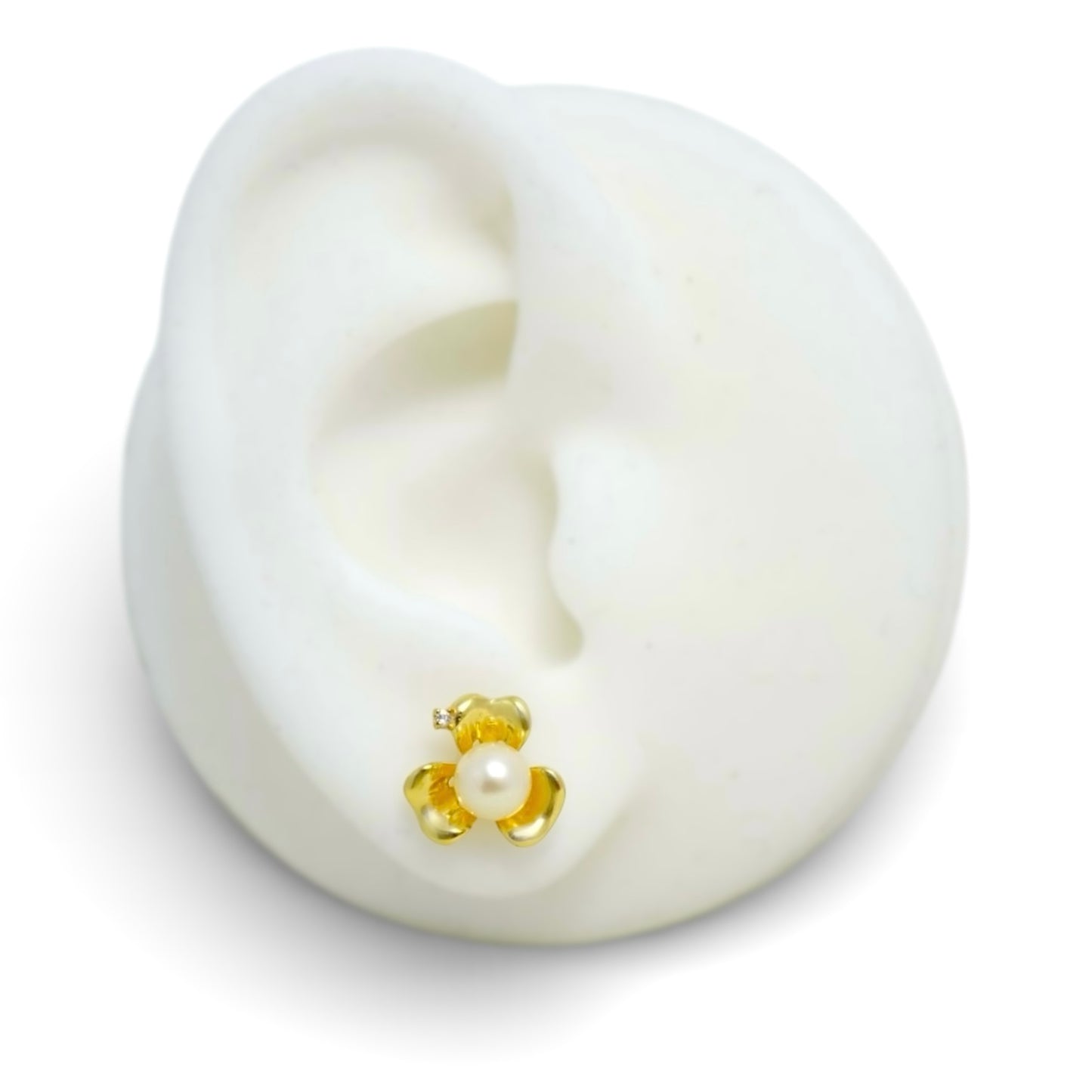 Pearl Gold Flower Pierce