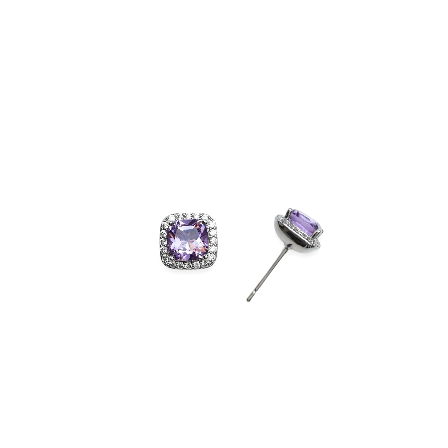 Cushion Cut Gemstone Halo Earrings