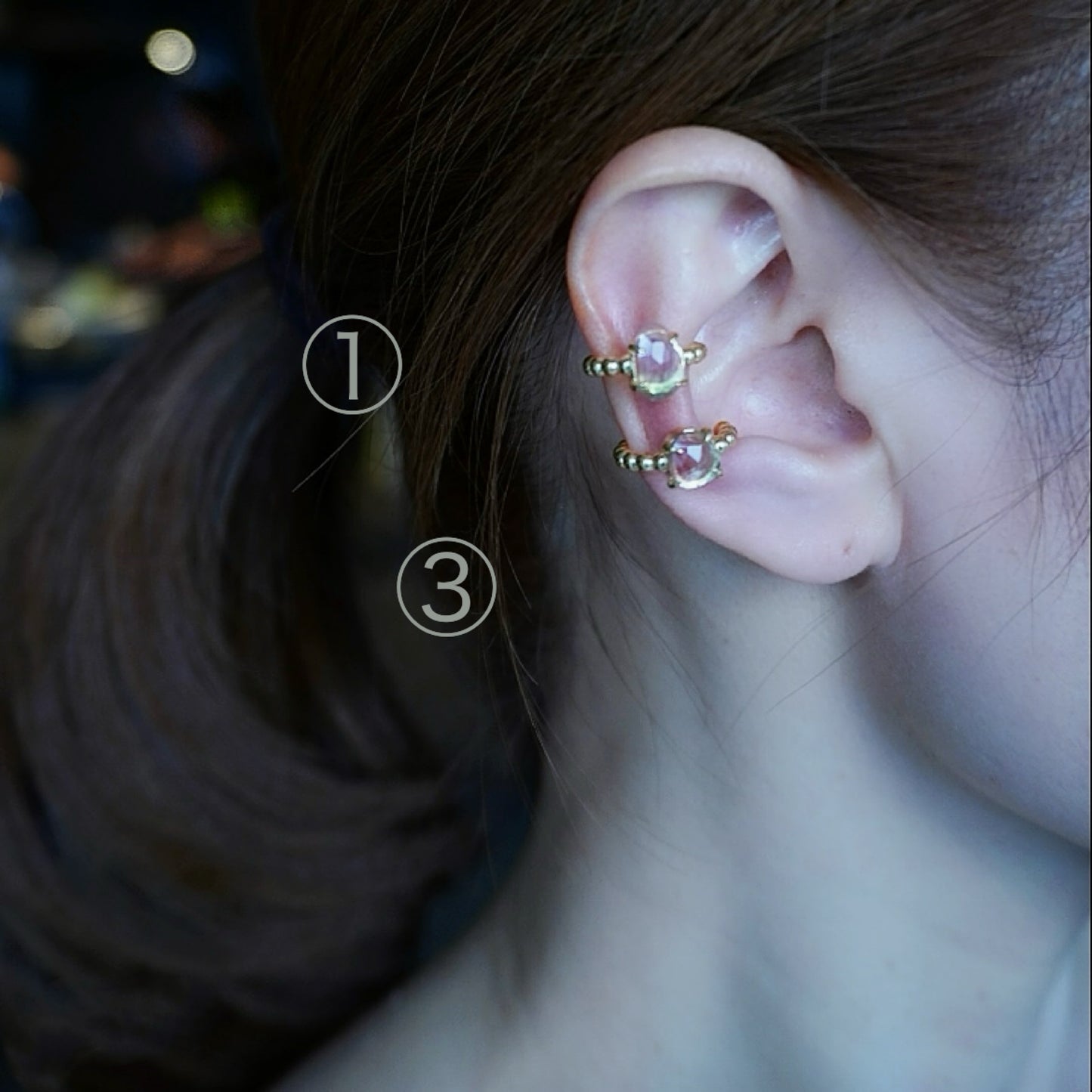 Watermelon Tourmaline Ear Cuff