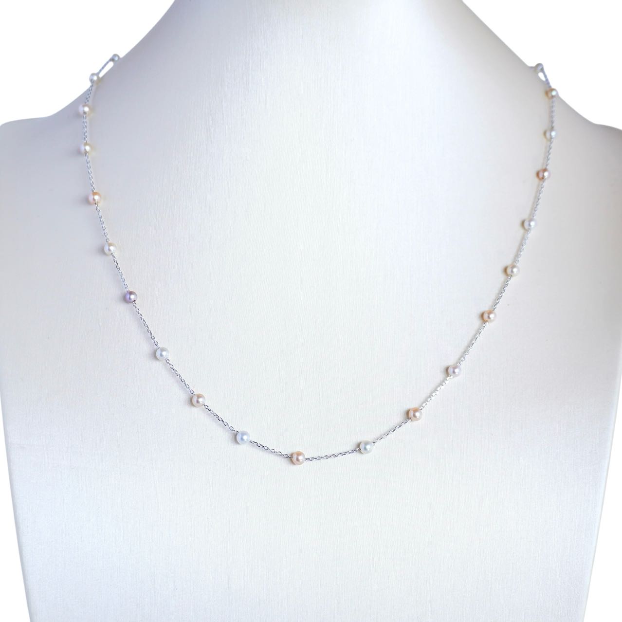 Color Baby Pearl Station Necklace & Bracelet