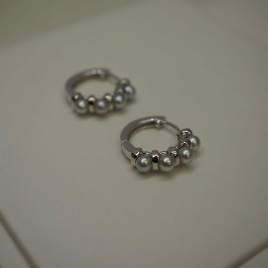 Blue Gray Baby Pearl Hoop Pierce