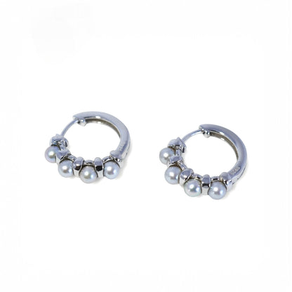 Blue Gray Baby Pearl Hoop Pierce