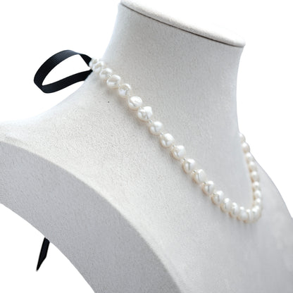 Baroque Pearl Ribbon Choker