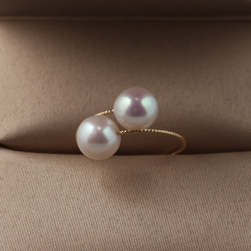 Double Pearl Gold Ring