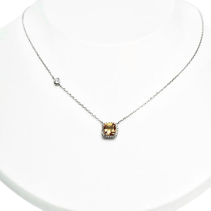 Cushion Cut Gemstone Halo Necklacei