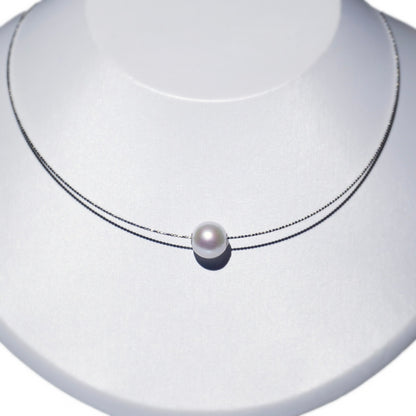 Pearl Through Omega Necklace
