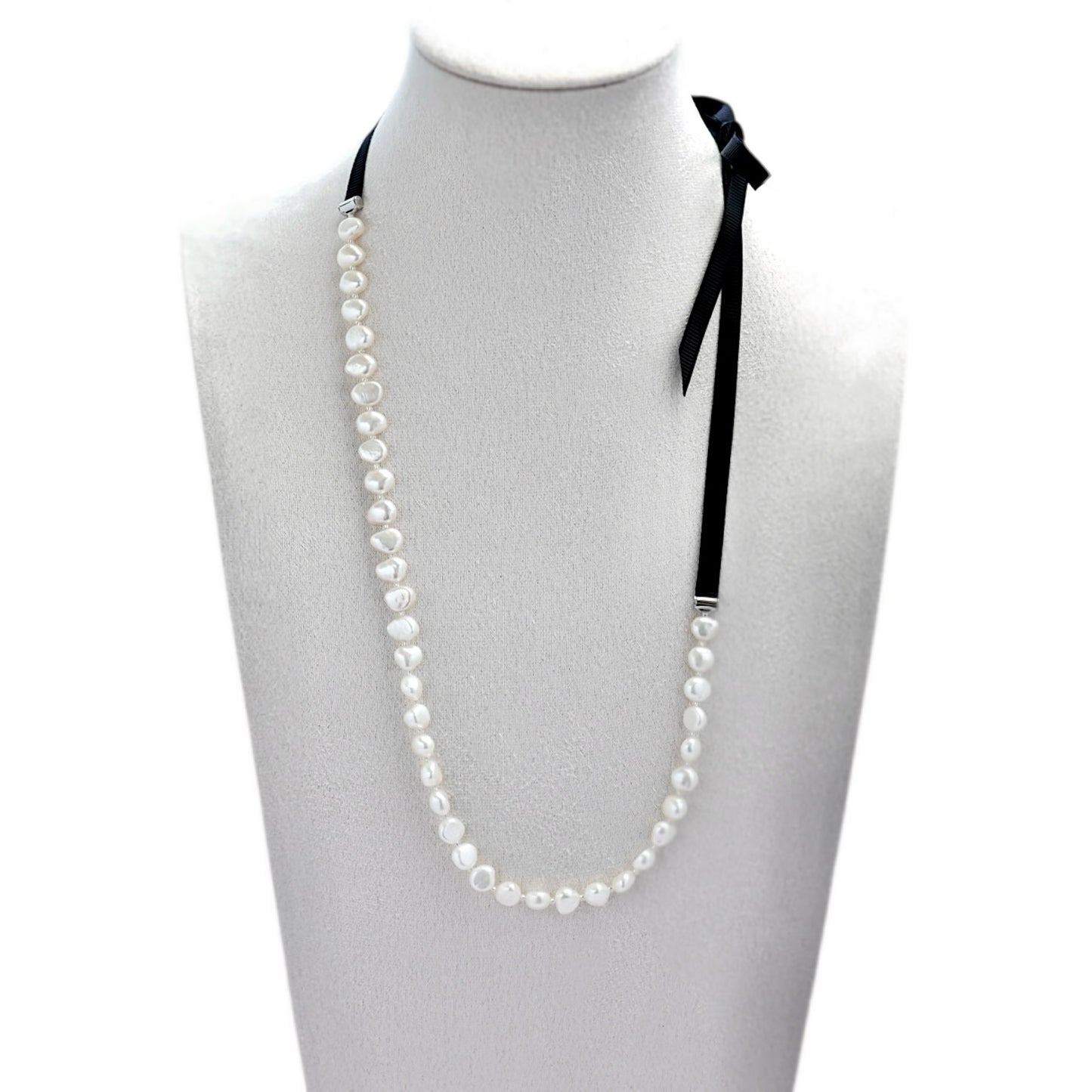 Baroque Pearl Ribbon Choker