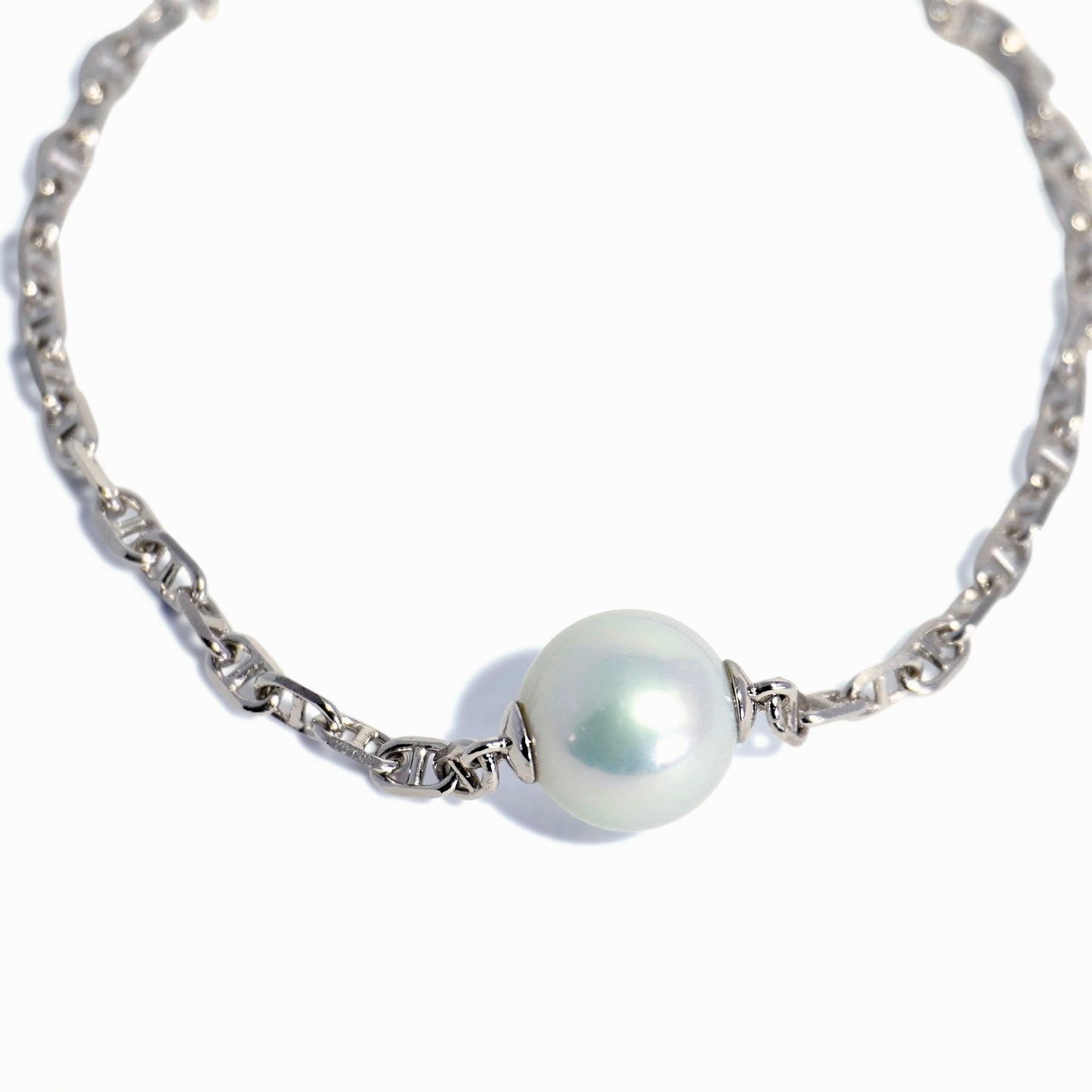 Blue Gray Pearl Chain Bracelet