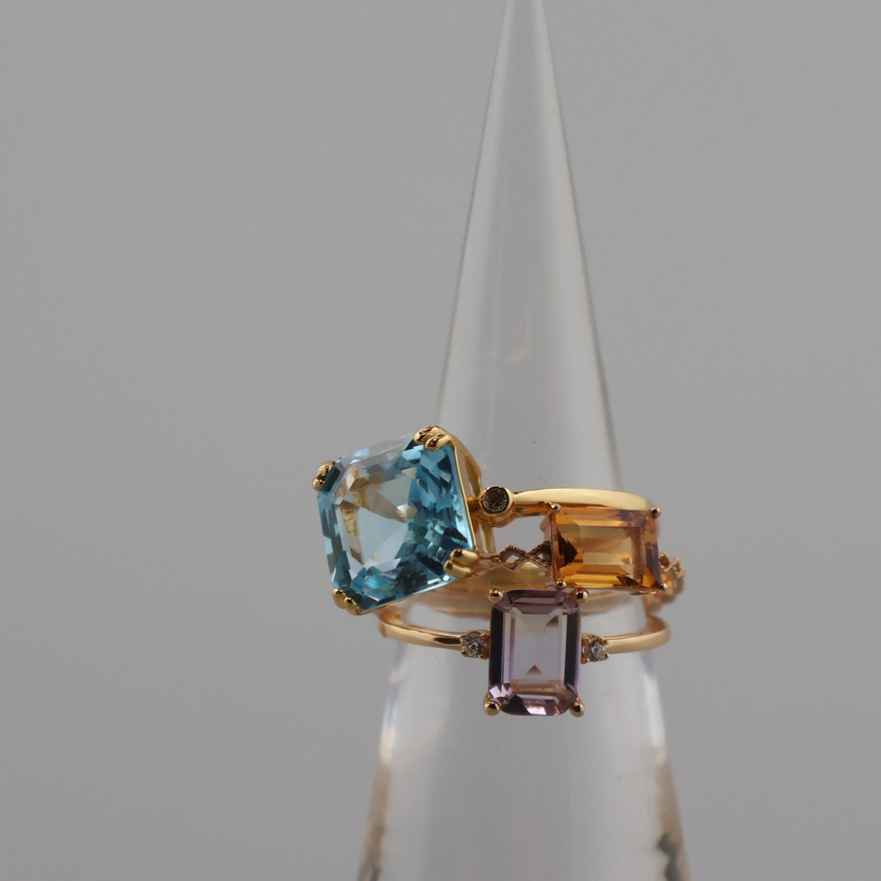 Swiss Blue Topaz Square Ring