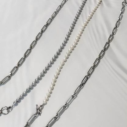 Chain Mix Long Pearl Necklace