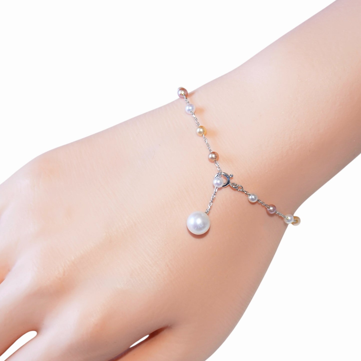 Color Baby Pearl Station Necklace & Bracelet