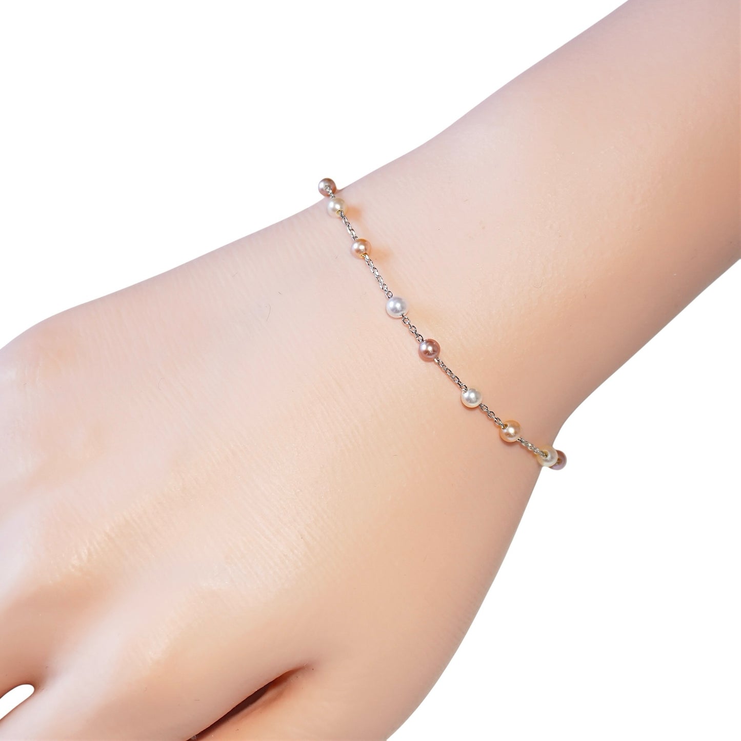 Color Baby Pearl Station Necklace & Bracelet