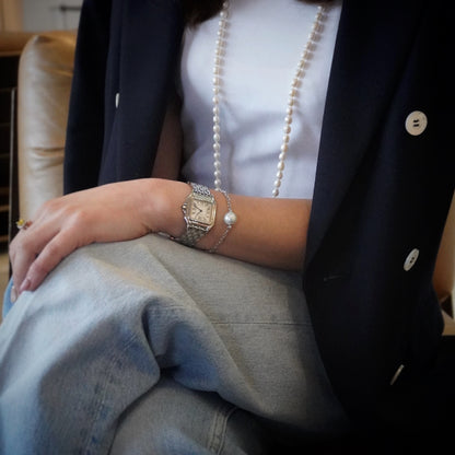 Blue Gray Pearl Chain Bracelet
