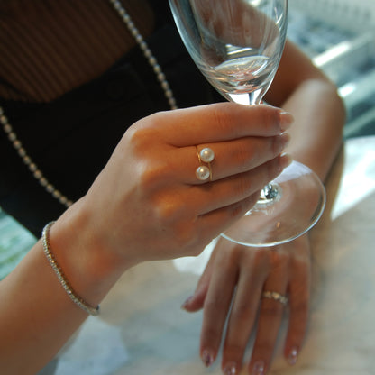 Double Pearl Gold Ring