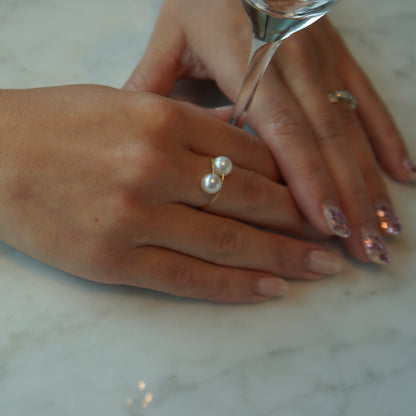 Double Pearl Gold Ring