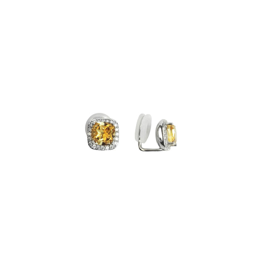 Cushion Cut Gemstone Halo Earrings