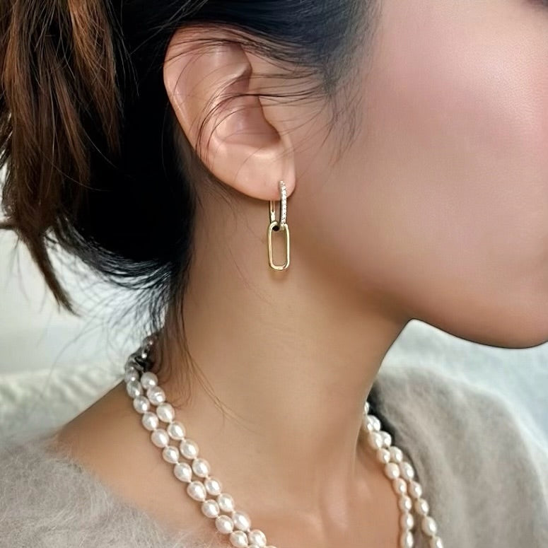 Moissanite Double Hoop 2way Pierce