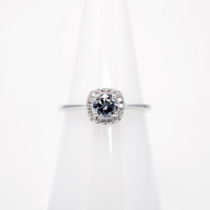 Gray Moissanite Halo Solitaire Ring