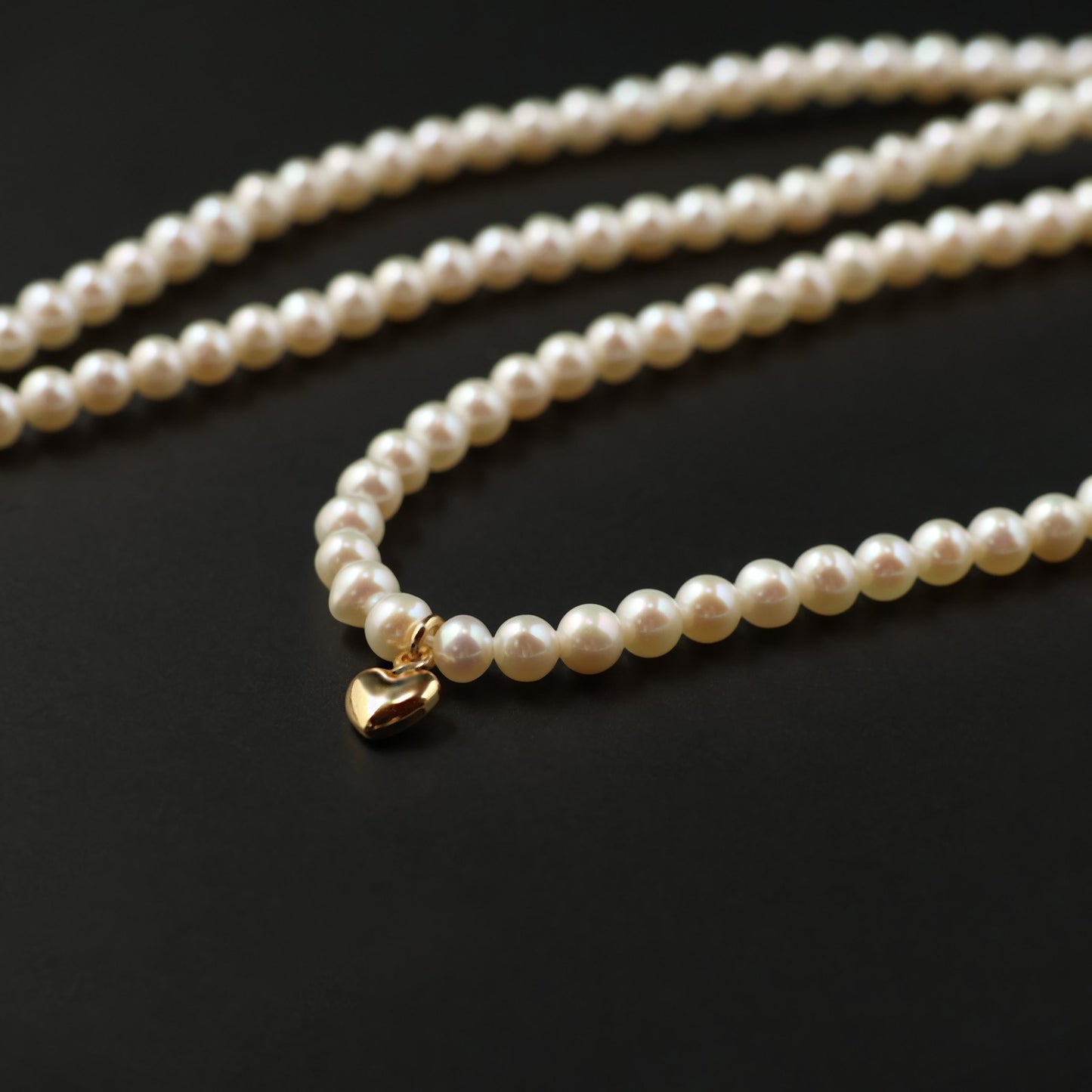 Mini Heart Charm Baby Pearl Necklace