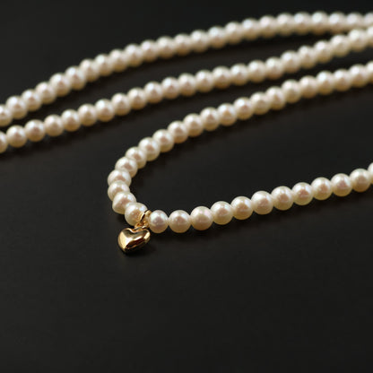 Mini Heart Charm Baby Pearl Necklace