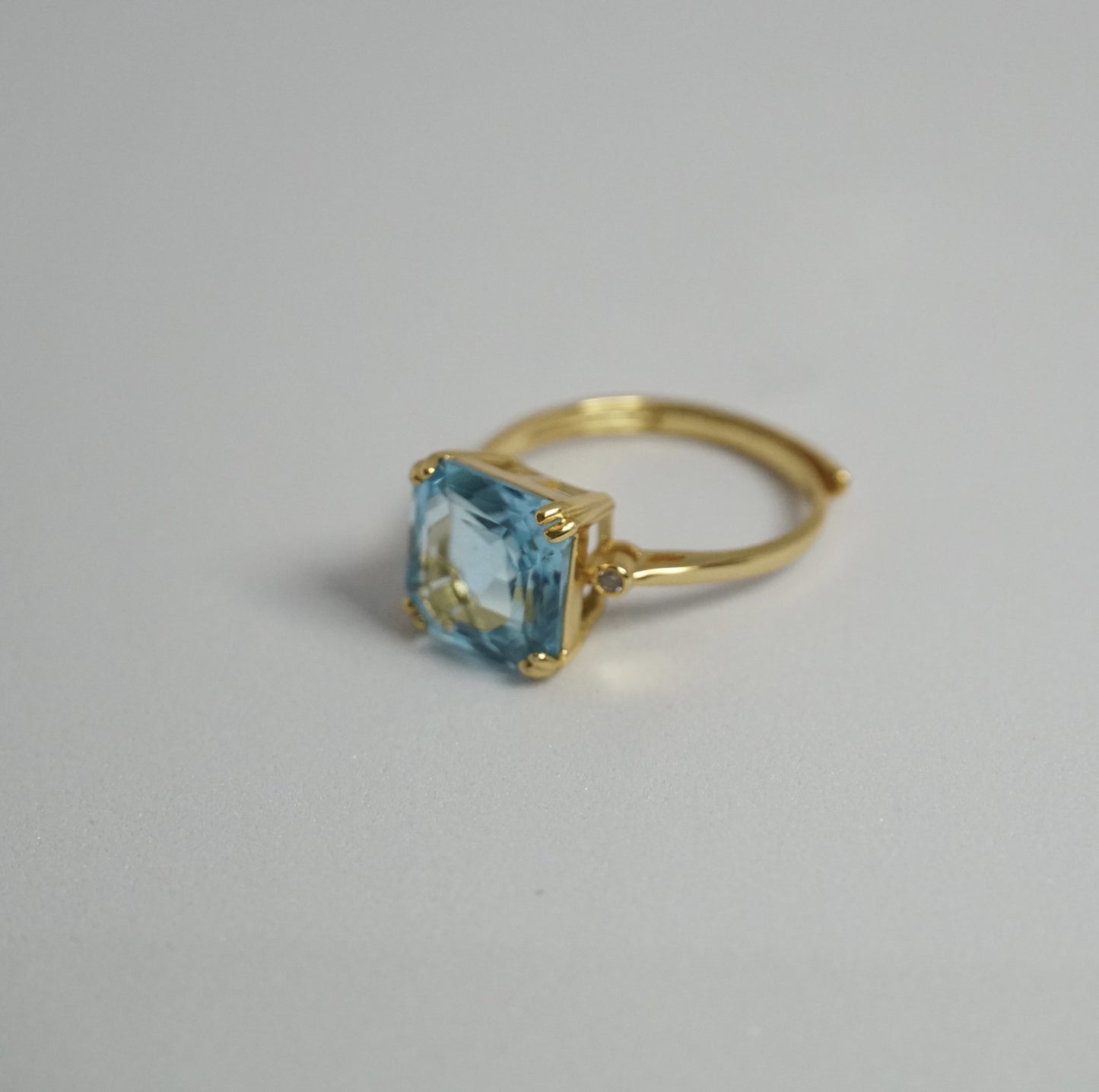 Swiss Blue Topaz Square Ring