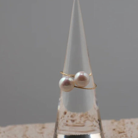 Double Pearl Gold Ring