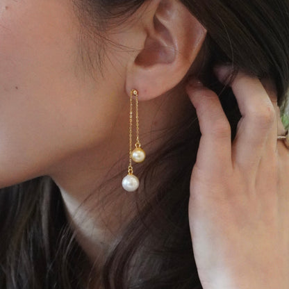 Double pearl Chain pierce