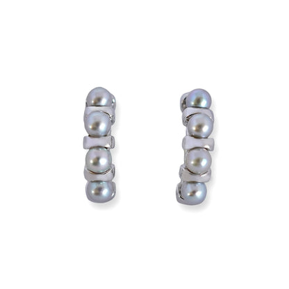 Blue Gray Baby Pearl Hoop Pierce