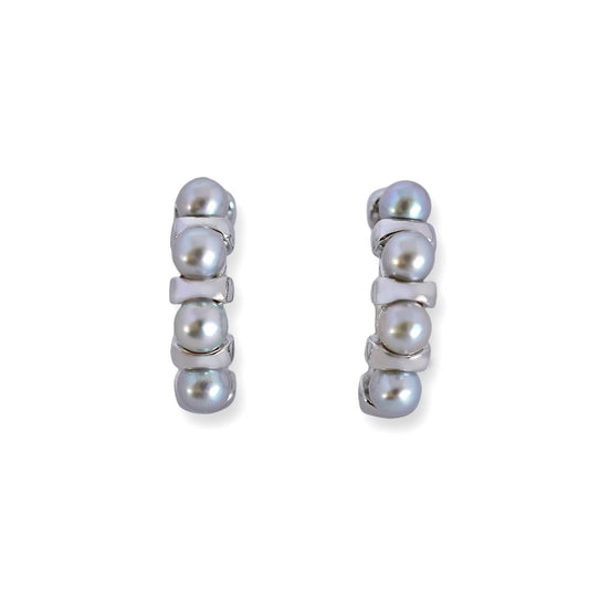 Blue Gray Baby Pearl Hoop Pierce