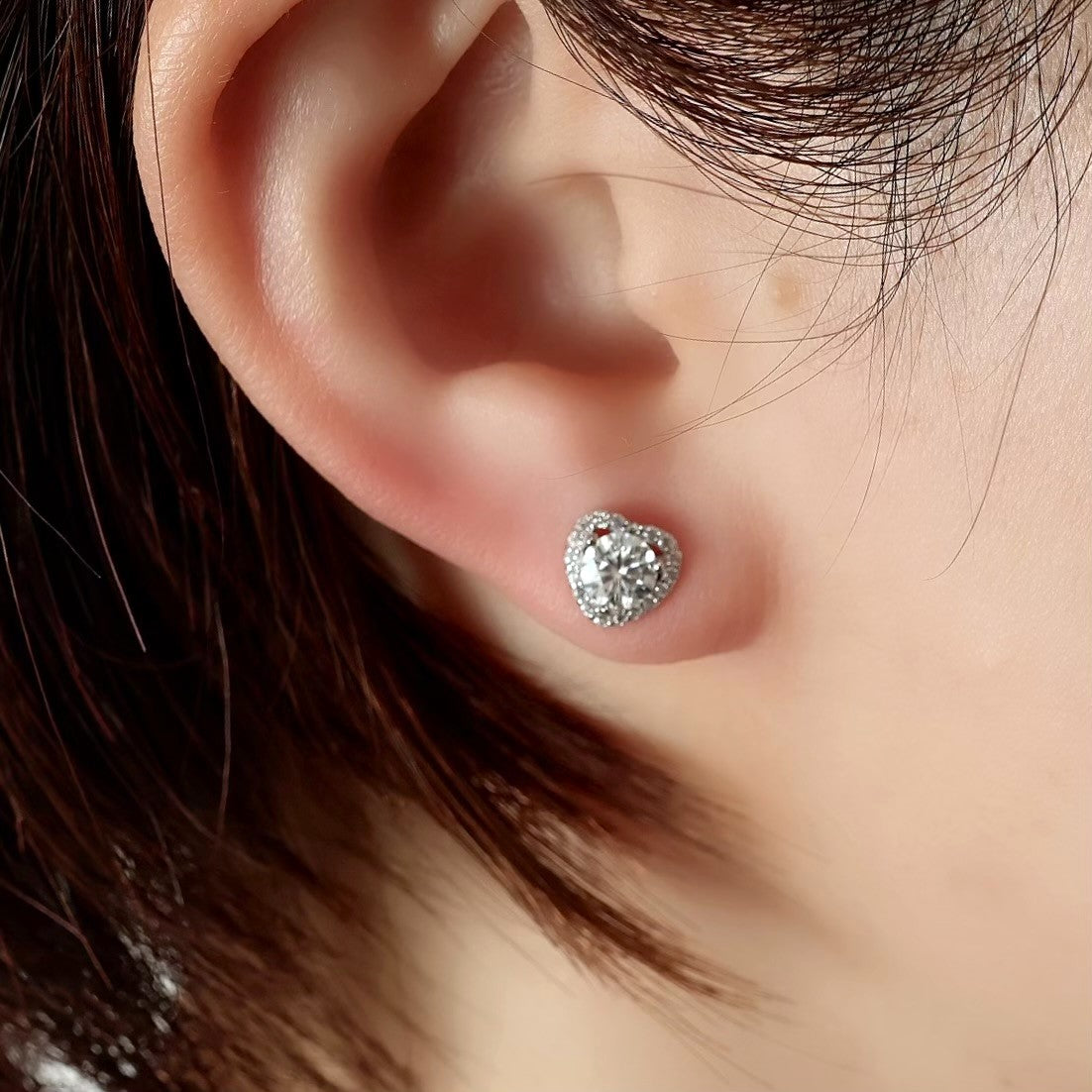 Moissanite Heart Pierce