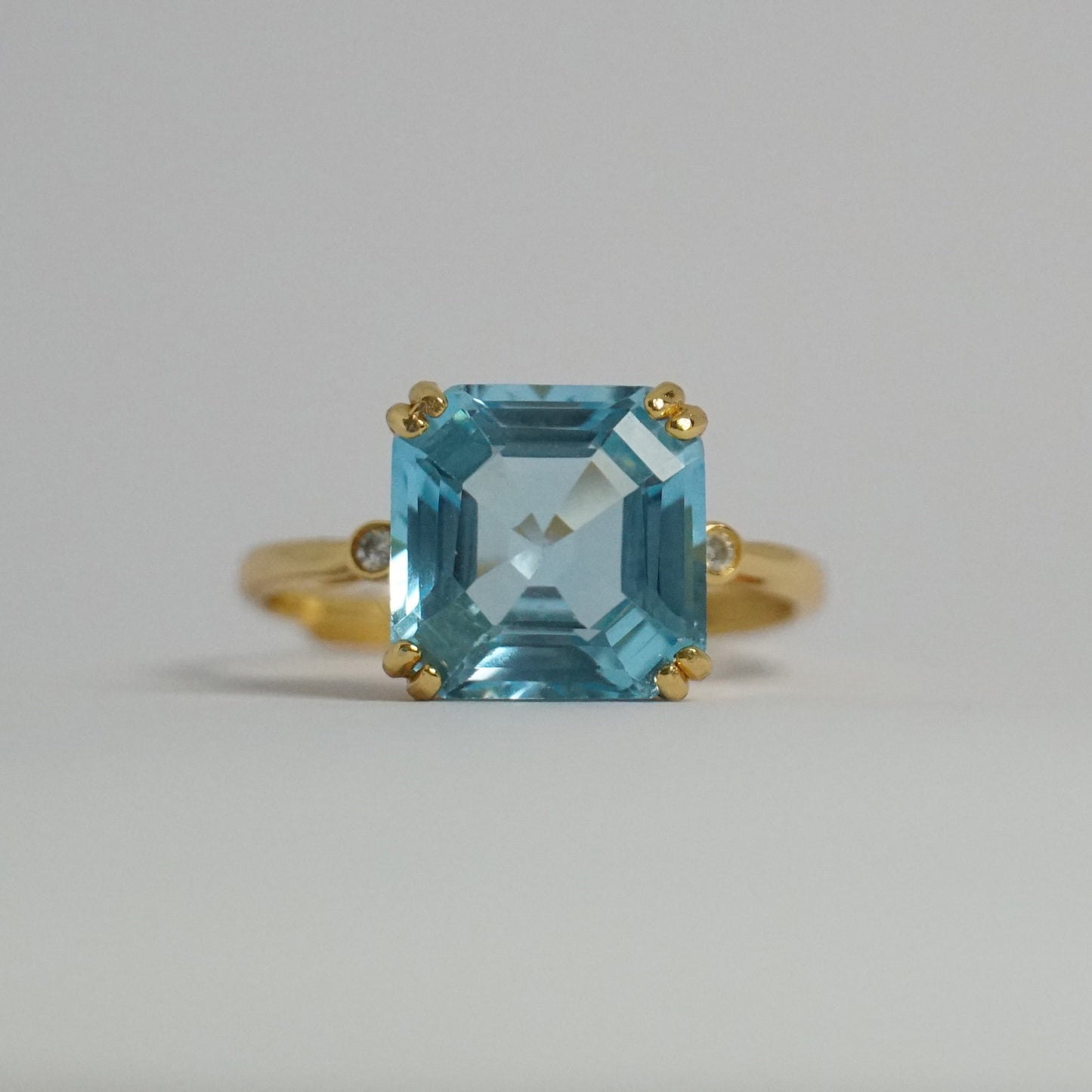 Swiss Blue Topaz Square Ring