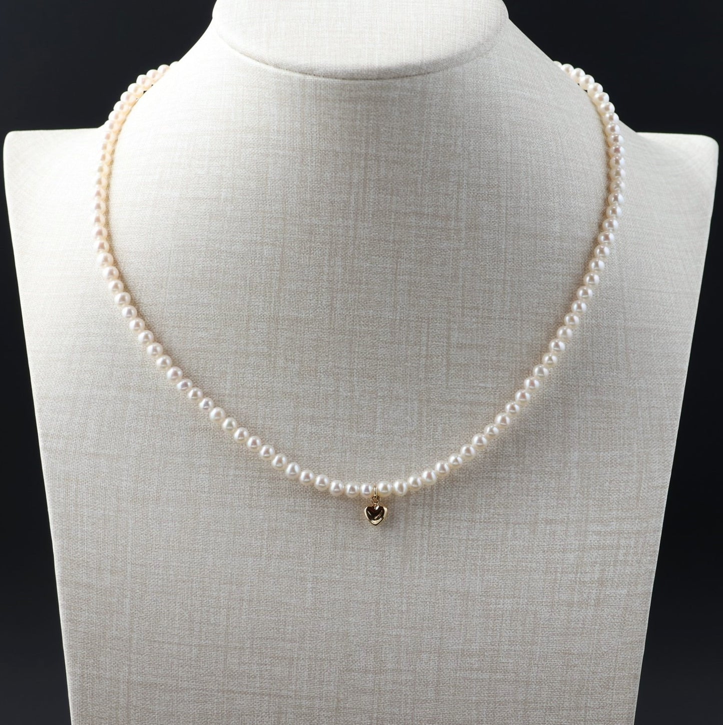 Mini Heart Charm Baby Pearl Necklace
