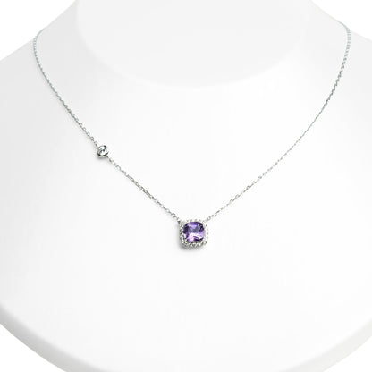 Cushion Cut Gemstone Halo Necklacei