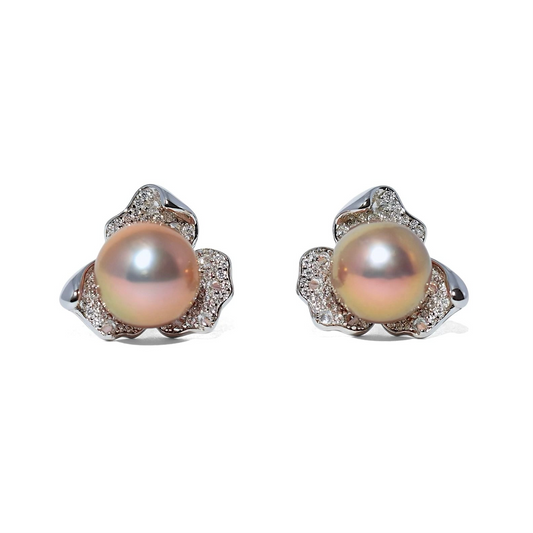 Metallic Pearl Flower Pave Pierce