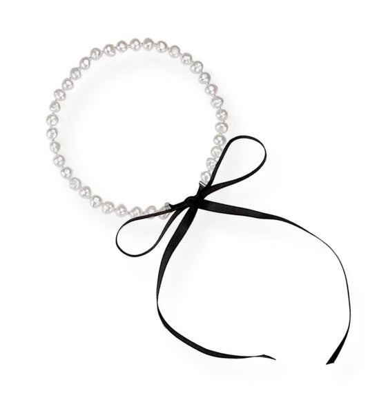 Baroque Pearl Ribbon Choker