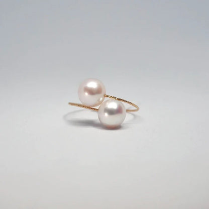 Double Pearl Gold Ring