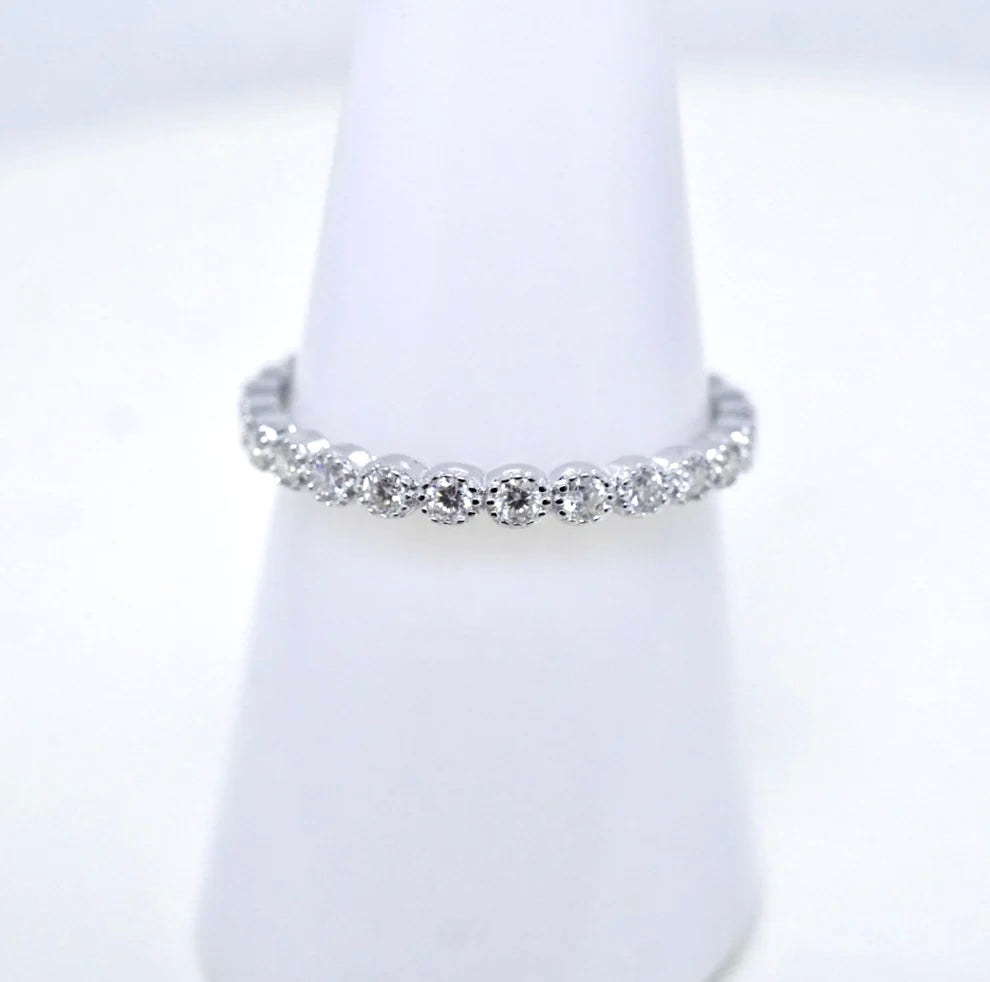 Moissanite Milgrain Design Eternity Ring