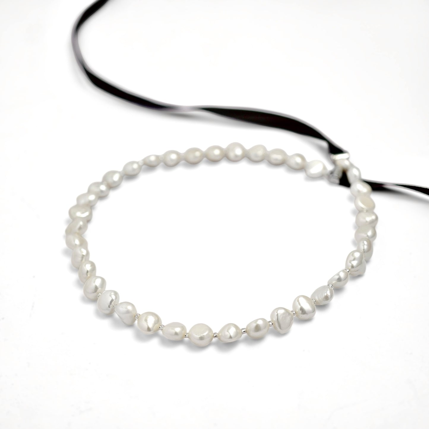 Baroque Pearl Ribbon Choker