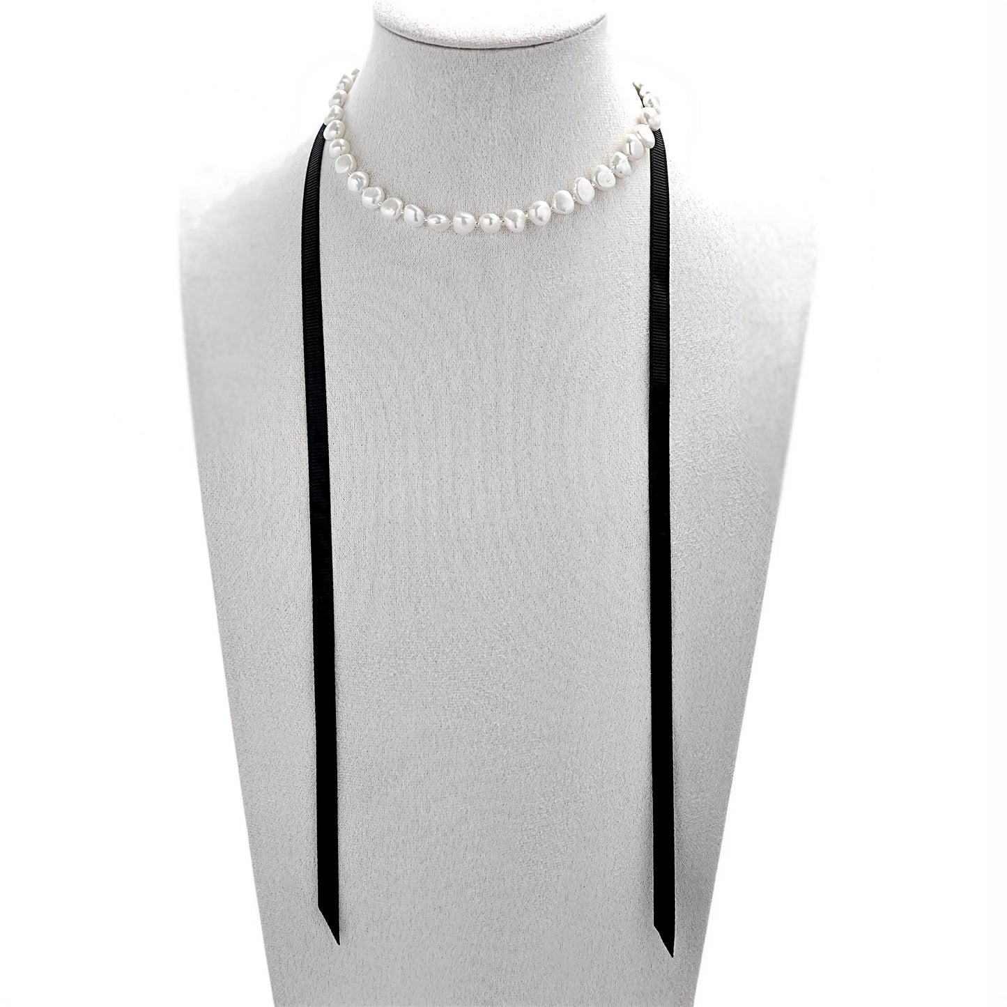 Baroque Pearl Ribbon Choker