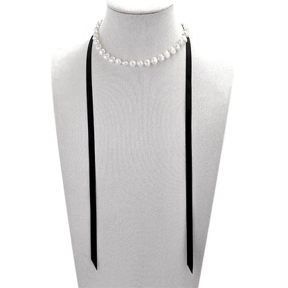 Baroque Pearl Ribbon Choker