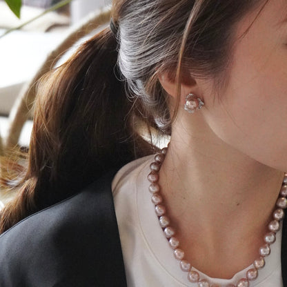 Metallic Pearl Flower Pave Pierce