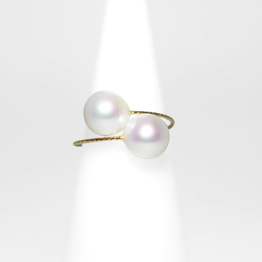 Double Pearl Gold Ring