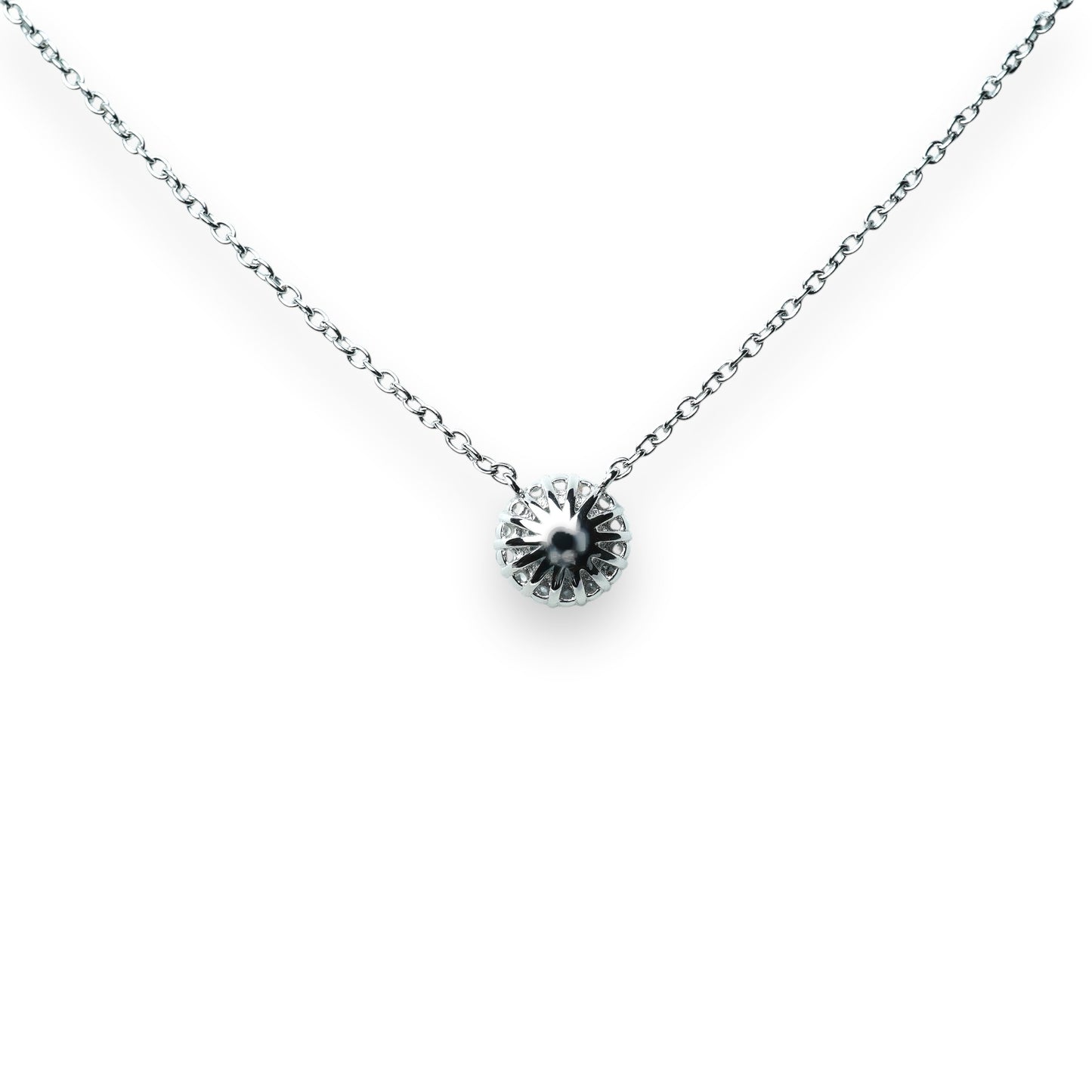 Aquamarine Round Brilliant Cut Halo Necklace