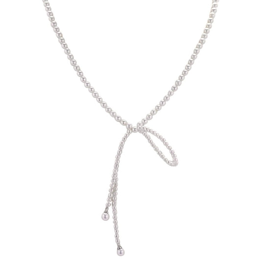 Pearl Ribbon Lariat Necklace