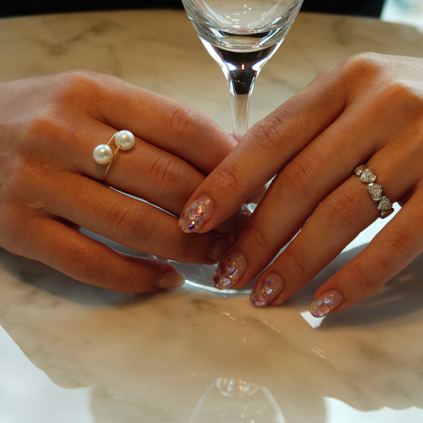 Double Pearl Gold Ring