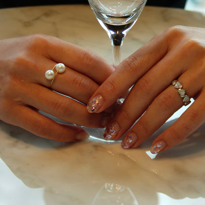 Double Pearl Gold Ring