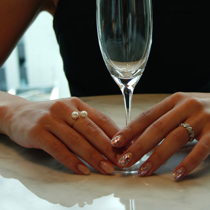 Double Pearl Gold Ring